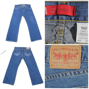 Vtg Levi's Type 1 Real Loose Baggy Jeans 32 x 34 Wide Leg Y2K Skater 90's RARE